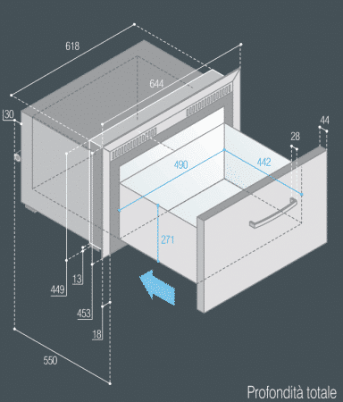 70 litre stainless steel drawer freezer 1 dimensions